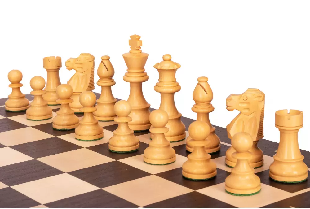 Zestaw szachowy French Lardy - szachownica (pole 58 mm), figury (król 96 mm)